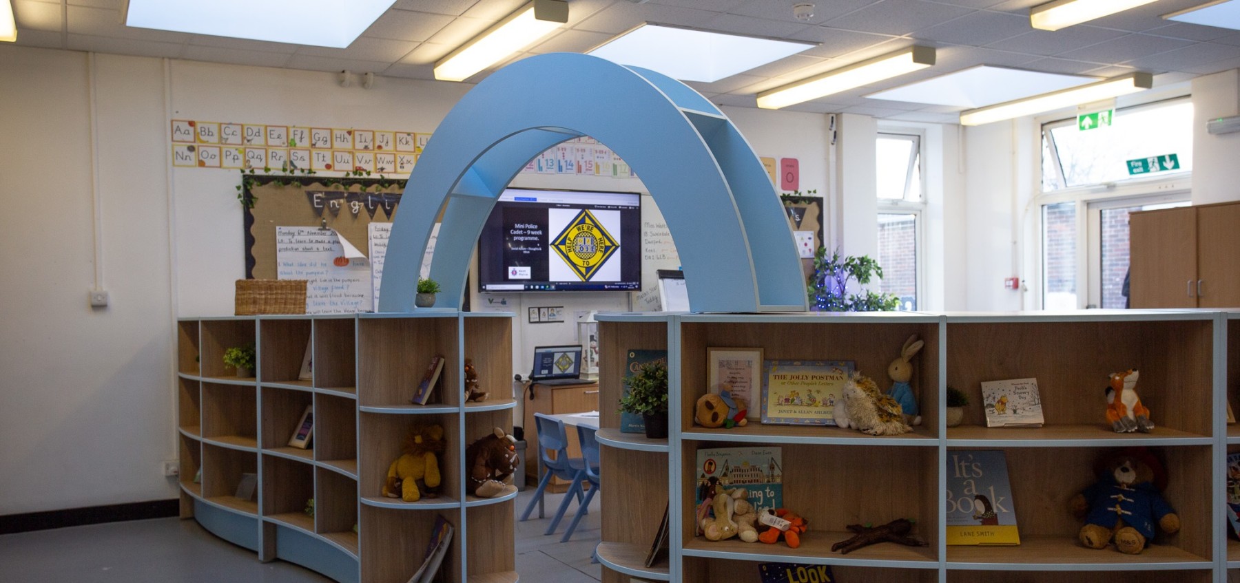 Newly installed library furniture for primary schools at Fleetdown